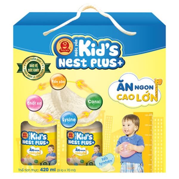 Thực Phẩm Bảo Vệ Sức Khỏe - Nước Yến Kids Nest Plus+ Hương Tự Nhiên (Lốc 6 Lọ) 