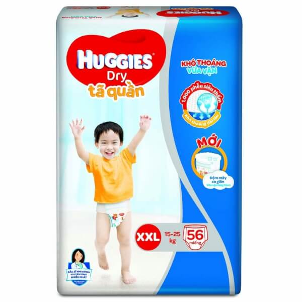 Combo 6 Bỉm tã quần Huggies Dry size XXL 56 miếng (15-25kg)