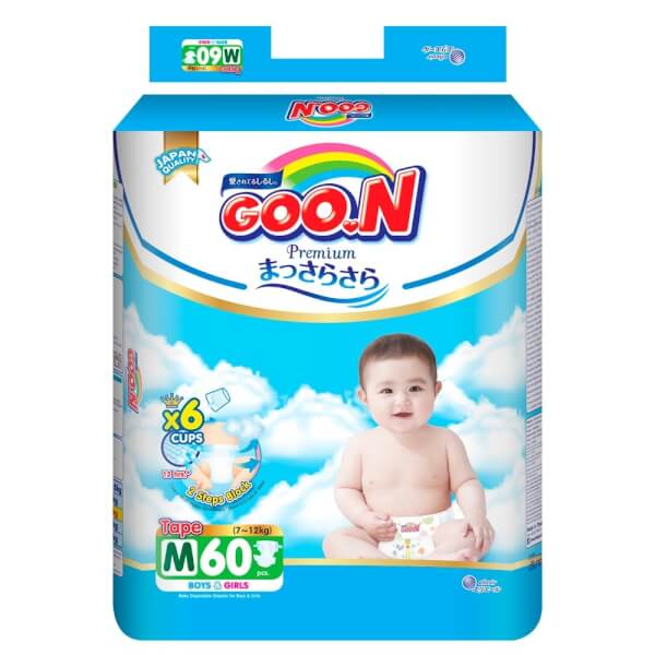Bỉm tã dán Goon Premium size M 60 miếng (7-12kg)