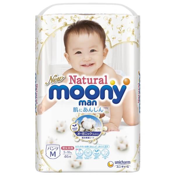 Bỉm tã quần Moony Natural size M 46 miếng (5-10kg) (giao bao bì ngẫu nhiên)