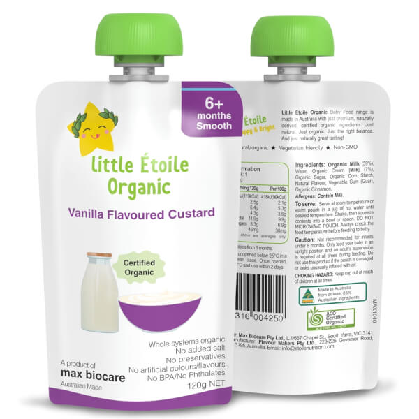 Thực Phẩm Dinh Dưỡng Hữu Cơ Little Étoile Organic Vanilla Flavoured Custard