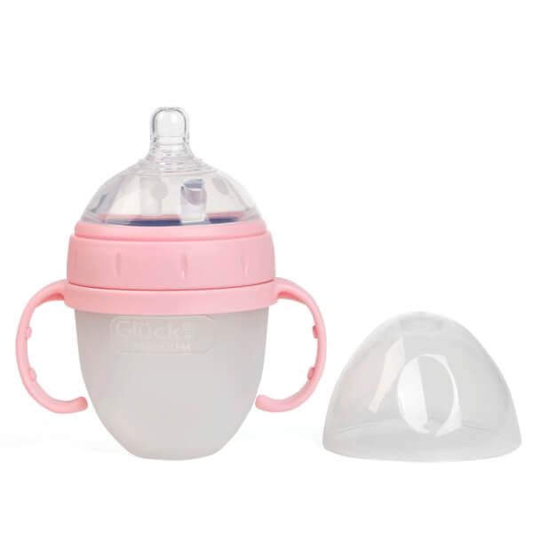 Combo 2 Bình sữa Gluck Baby Premium silicone có tay cầm cổ rộng 150ml (Hồng)