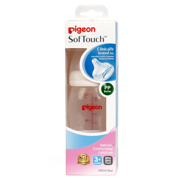 Combo 2 Bình sữa Pigeon nhựa PP Plus BPA Free cổ rộng 240ml