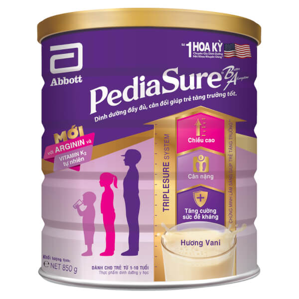 Combo 2 Thực phẩm dinh dưỡng y học cho trẻ 1-10 tuổi: Pediasure vani 1.6kg