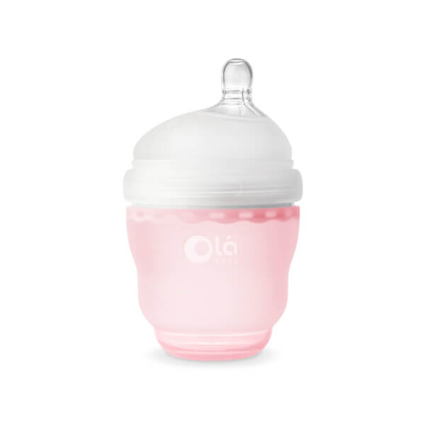 Bình Sữa Olababy Silicone Cổ Rộng 120Ml (Hồng)