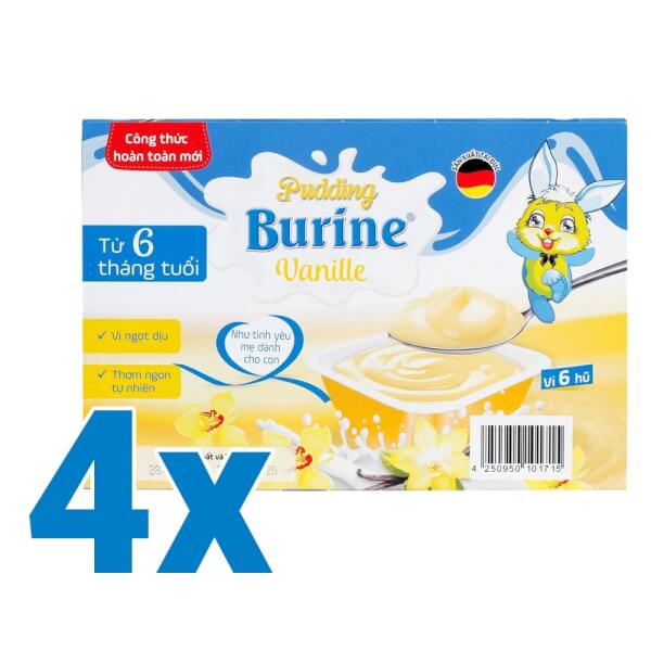 Combo 4 vỉ Pudding Burine Vanille dành cho trẻ từ 6 tháng tuổi 320g