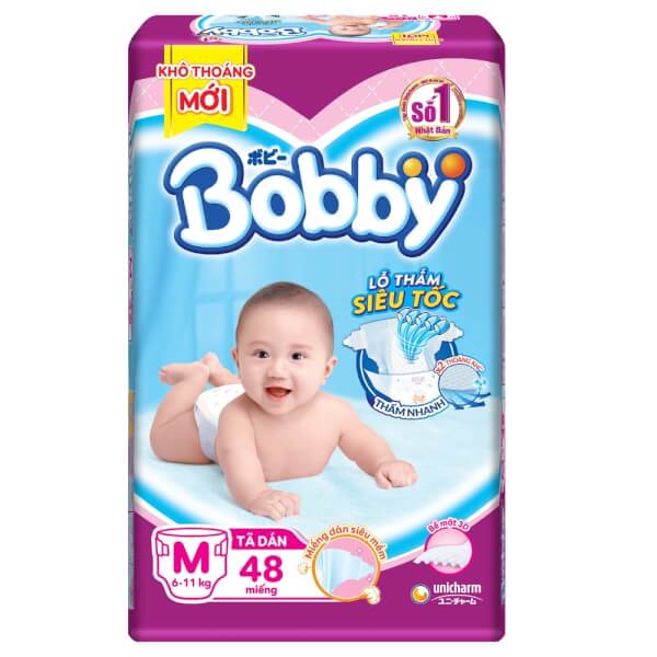 Hình ảnh Bỉm tã dán Bobby siêu thấm size M 48 miếng (6-11kg)