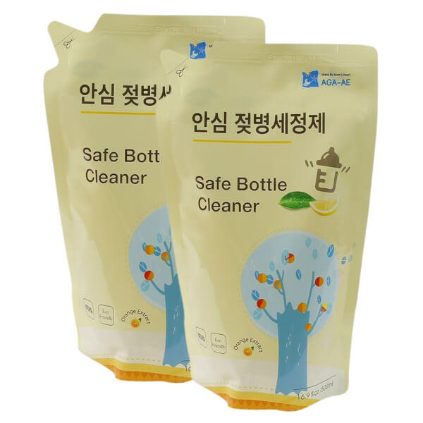 Combo 2 Nước Rửa Bình Sữa Aga - Ae Hương Cam - Túi 500Ml