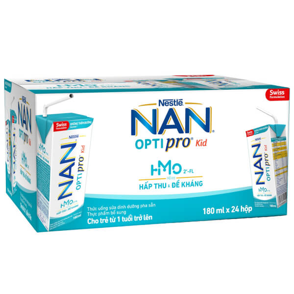 Thùng Sữa Dinh Dưỡng Pha Sẵn Nestle Nan Optipro Kid 180Ml (Lốc 4) - 6 Lốc