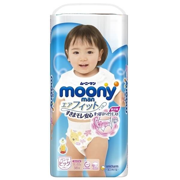 Combo 2 gói Bỉm tã quần Moony bé gái size XL 38 miếng (12-22kg)