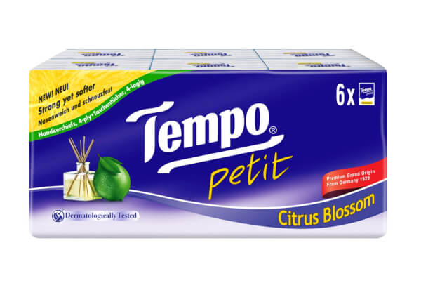 Khăn Giấy Bỏ Túi 4 Lớp Tempo Petit Hương Chanh Sả Lốc 6 Gói