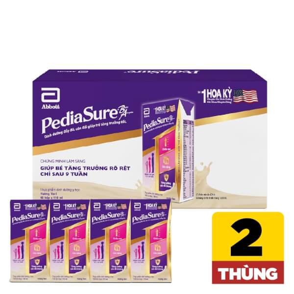 Combo 2 Thùng Thực Phẩm Dinh Dưỡng Y Học Cho Trẻ 1 - 10 Tuổi: Pediasure Hương Vani (110Ml) (Lốc 4) - 12 Lốc/Thùng