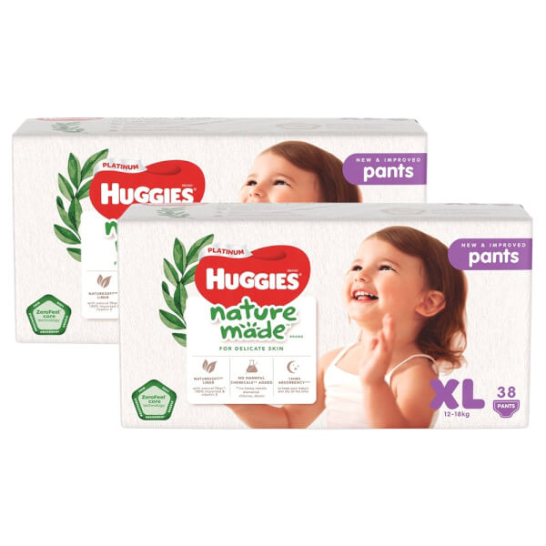 Combo 2 Gói Bỉm Tã Quần Huggies Platinum Nature Made Size Xl 38 Miếng (12 - 18Kg)