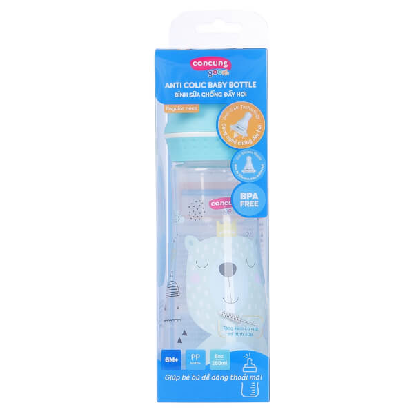 Combo 2 Bình sữa ConCung Good cổ thường 250ml (Xanh dương)