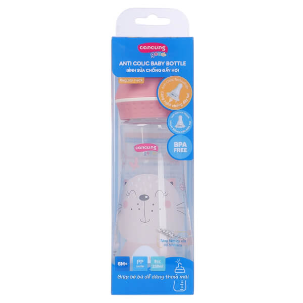 Combo 2 Bình sữa ConCung Good cổ thường 250ml (Hồng)