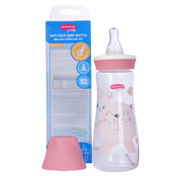 Combo 2 Bình sữa ConCung Good cổ thường 250ml (Hồng)
