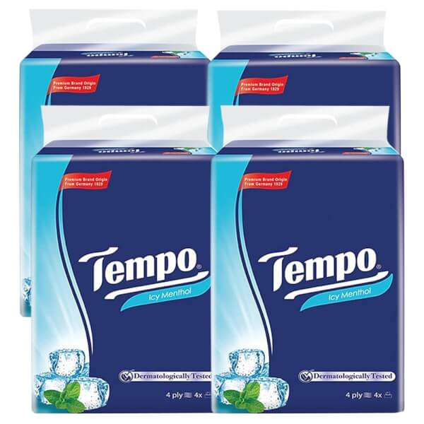 SaleBox - Thông tin mua sắm, khuyến mãi 137 Khăn giấy bỏ túi 4 lớp Tempo Petit hương Bạc Hà lốc 6 gói