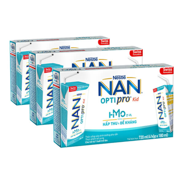 Combo 3 Sữa Dinh Dưỡng Pha Sẵn Nestlé Nan Optipro Kid 180Ml (Lốc 4 Hộp)