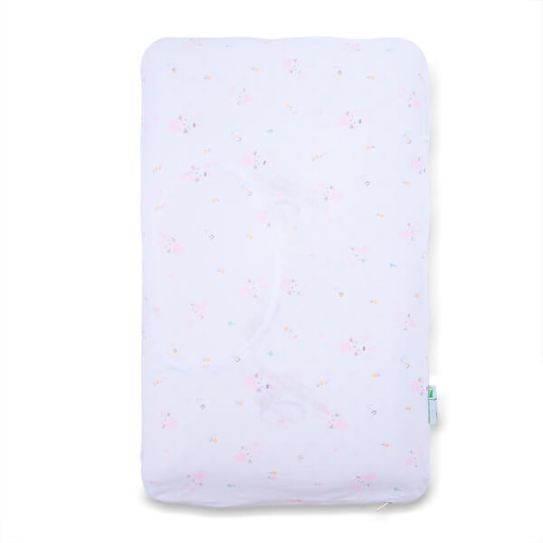 Gối cao su thiên nhiên Oval Baby nửa lõm màu hồng (Dorufoam)