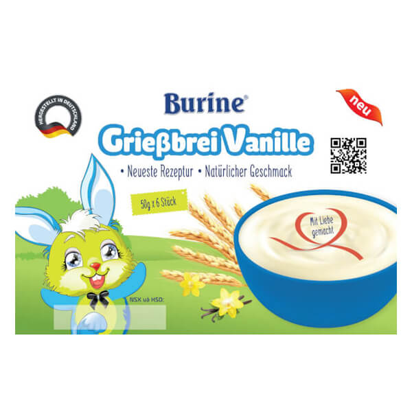 Cháo Sữa Burine Grieβbrei Vị Vanille Dành Cho Trẻ Từ 6 Tháng Tuổi 300G