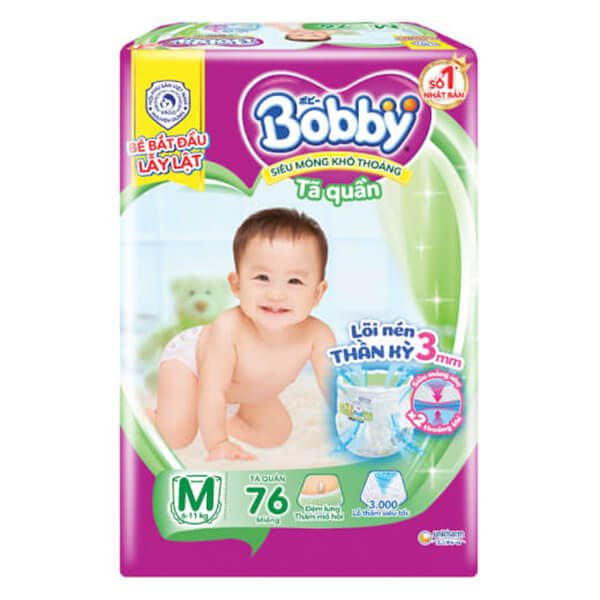 Bỉm Tã Quần Bobby Size M 76 Miếng (6 - 10Kg)