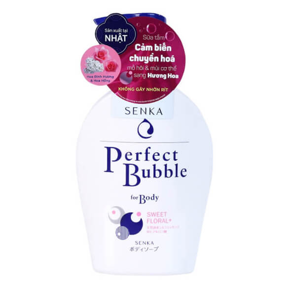 Sữa Tắm Dưỡng Ẩm Senka Perfect Bubble For Body Sweet Floral Hương Hoa Hồng Và Đinh Hương 500Ml