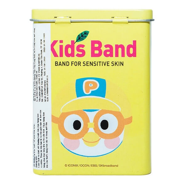 Băng Keo Cá Nhân Kids Band (Pororo - Hộp Thiếc Màu Vàng) 25 Miếng