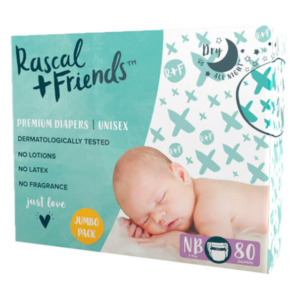 Tã Dán Sơ Sinh Rascal + Friends (Nb, Dưới 5Kg, 80 Miếng)