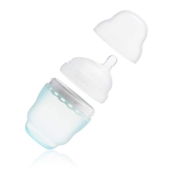 Bình sữa Olababy silicone cổ rộng 120ml (Xanh dương)
