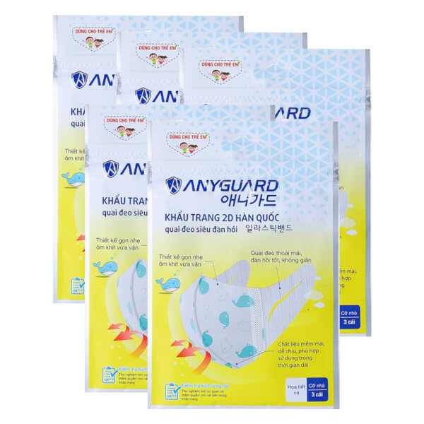 Combo 5 Khẩu Trang Trẻ Em Anyguard (3 Cái/ Túi)