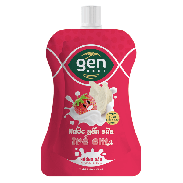 Nước Yến Sữa Trẻ Em Gennest Hương Dâu 105Ml