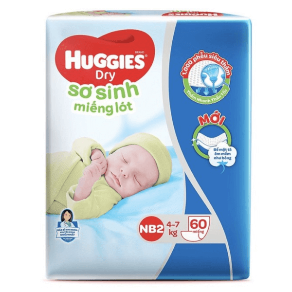 Miếng lót Huggies size Newborn 2 60 miếng (4-7kg)