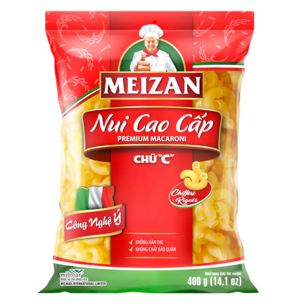 Nui Cao Cấp Meizan - Chữ "C" 400G X 12 Gói