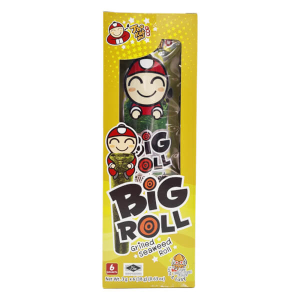 Bánh Snack Rong Biển Nướng Giòn Taokaenoi Big Roll Vị Mực (6 Gói/Hộp)