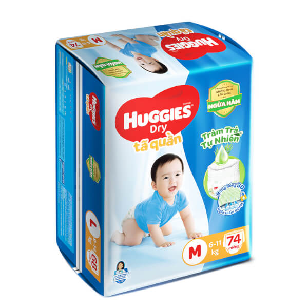 Combo 3 gói Bỉm tã quần Huggies Dry size M 74 miếng (6-11kg) (Sản phẩm sẽ được giao với bao bì ngẫu nhiên)