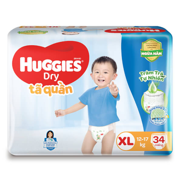 Bỉm Tã Quần Huggies Dry Size Xl 34 Miếng (12 - 17Kg) (Sản Phẩm Sẽ Được Giao Với Bao Bì Ngẫu Nhiên)