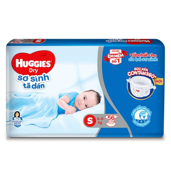 Tã Dán Sơ Sinh Huggies Dry S56 (Cải Tiến)