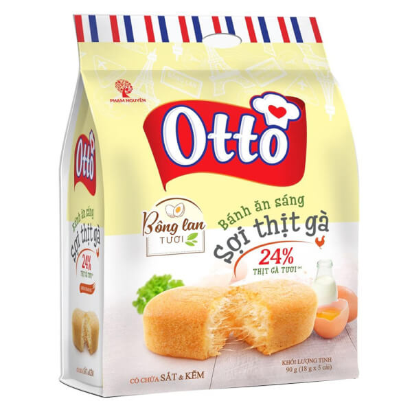 Bánh Ăn Sáng Sợi Thịt Gà Mb Otto 90 (18G X 5Cái X 20Túi)