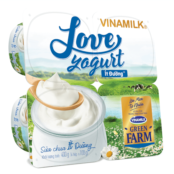 Sữa Chua Vinamilk Love Yogurt Green Farm Ít Đường 100G