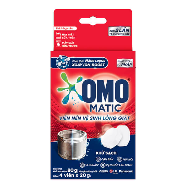 Viên Nén Vệ Sinh Lồng Giặt Omo (Hộp 4 Viên – 80Gr)