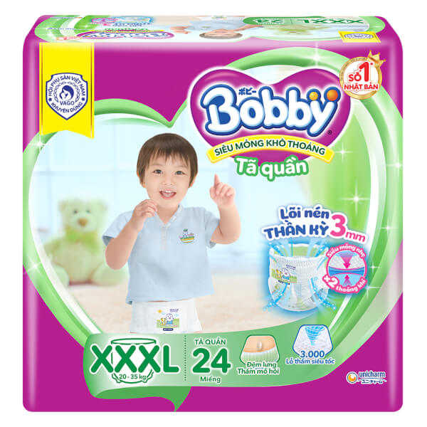 Bỉm Tã Quần Bobby Size Xxxl 24 Miếng (20 - 35Kg) (Sản Phẩm Được Giao Với Bao Bì Ngẫu Nhiên)