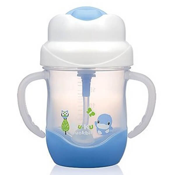 Bình Uống Nước Ống Hút Có Tay Cầm Kuku (Ku5472, 200Ml Xanh)