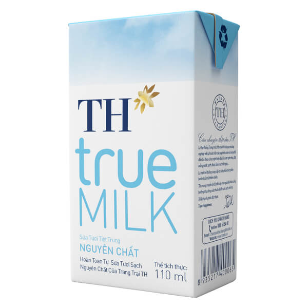 Sữa Tươi Tiệt Trùng Nguyên Chất Th True Milk 110Ml (Lốc 4 Hộp)