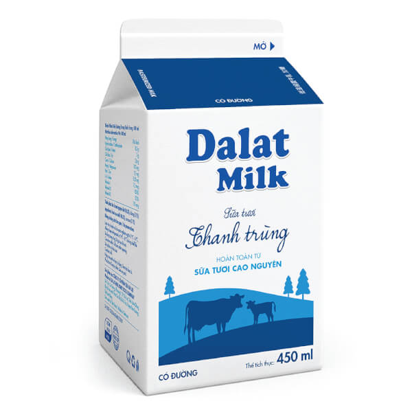 Sữa Tươi Thanh Trùng Dalatmilk Có Đường 450Ml