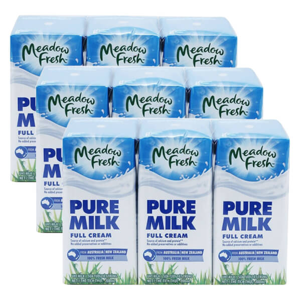 Combo 3 Sữa tươi tiệt trùng Nguyên kem nhãn hiệu Meadow Fresh 200ML (Lốc 3 hộp)