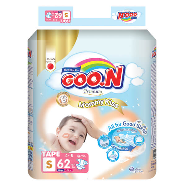 Tã Dán Goo.n Mommy Kiss (S, 4Kg - 8Kg, 62 Miếng)