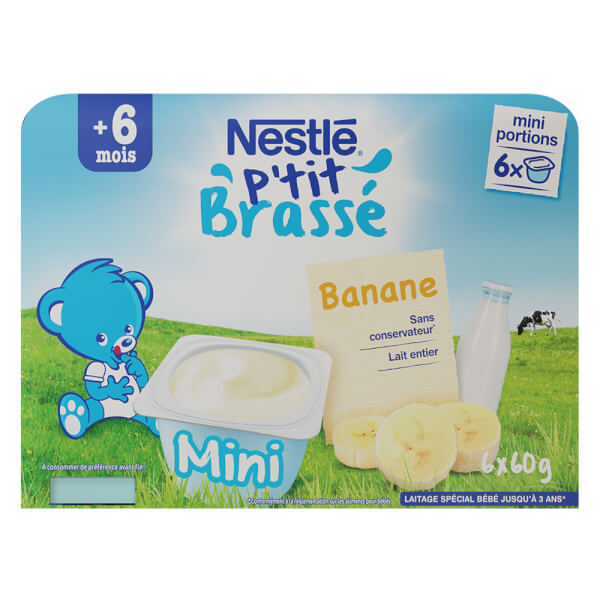 Sữa Chua Nestle P'tit Brasse Vị Chuối (Lốc 6 Hộp 60G)