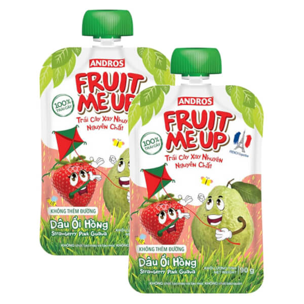 Combo 2 Trái Cây Xay Nhuyễn Nguyên Chất Fruit Me Up Dâu Ổi Hồng