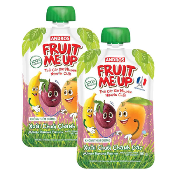 Combo 2 Trái Cây Xay Nhuyễn Nguyên Chất Fruit Me Up Xoài Chuối Chanh Dây