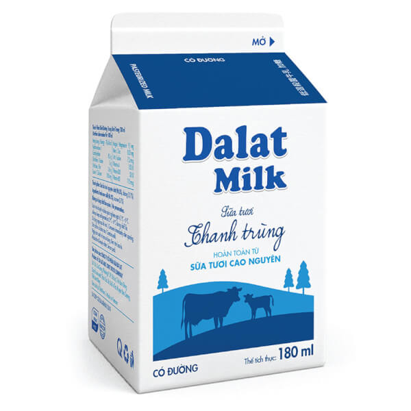 Sữa Tươi Thanh Trùng Có Đường Dalat Milk 180Ml